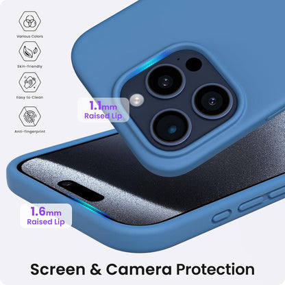 ORNARTO iPhone 15 Pro Magnetische Hülle Silikon Blau 6.1 Zoll Magnetisch