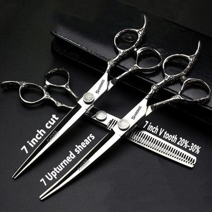 7-Zoll Friseurschere Set Rosenmuster – Japanisches Edelstahl
