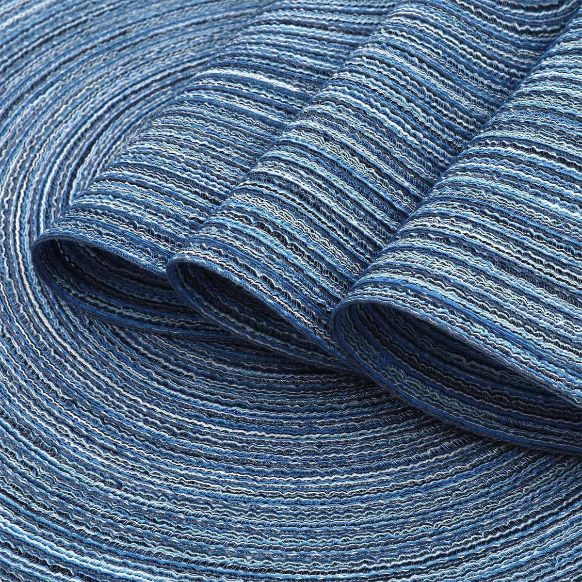 Runde Tischsets 6er Set Blau Geflochten Abwaschbar Hitzebeständig