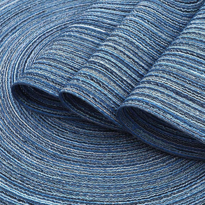 Runde Tischsets 6er Set Blau Geflochten Abwaschbar Hitzebeständig