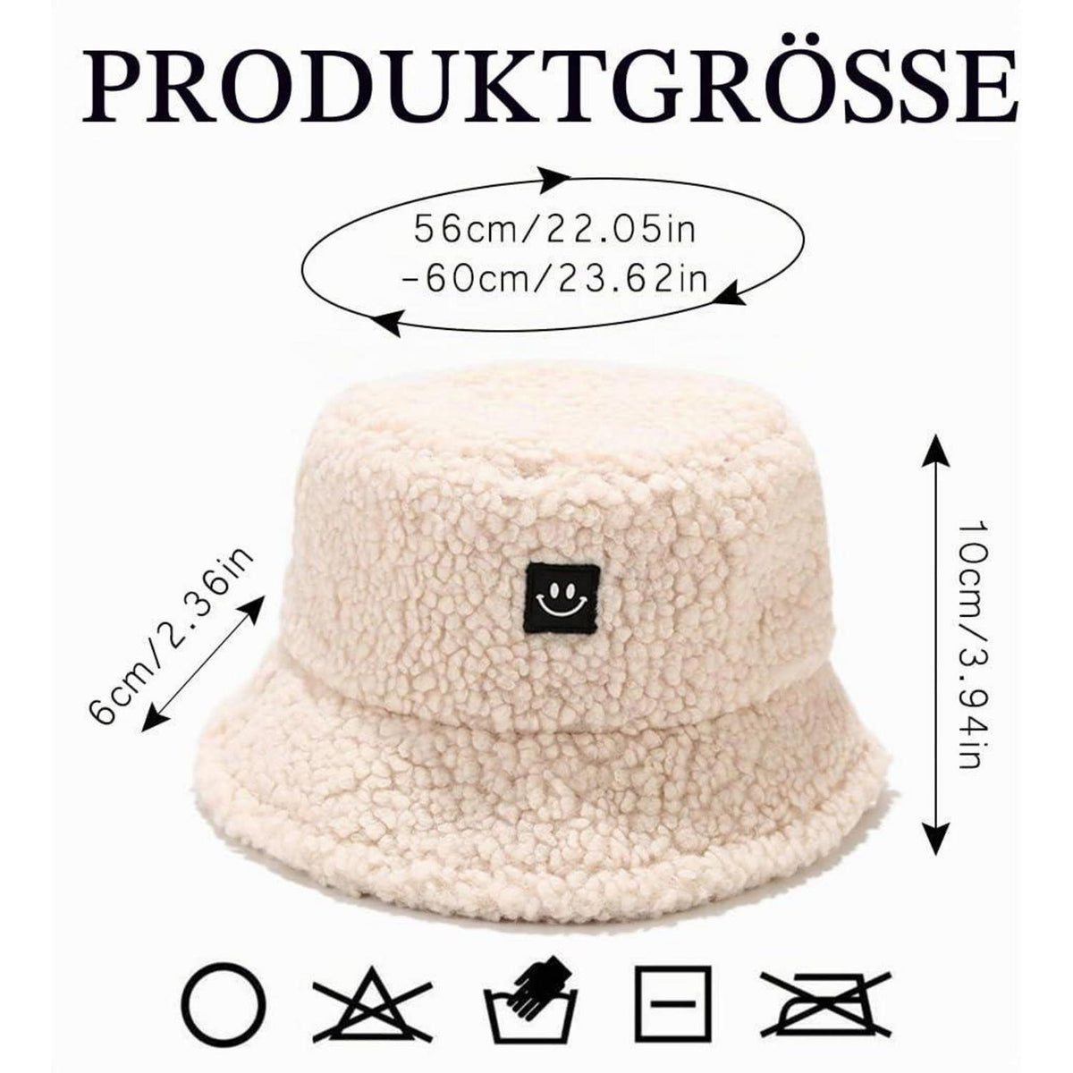 Damen Plüsch Fischerhut Wintermütze beige