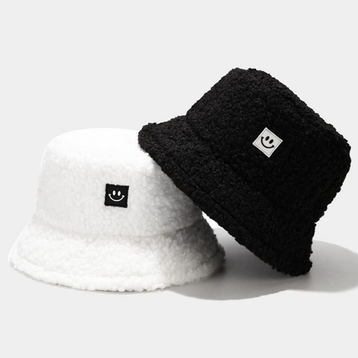 Damen Plüsch Fischerhut Wintermütze beige