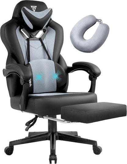 Ergonomischer Gaming Stuhl mit Fußstütze und Massagefunktion