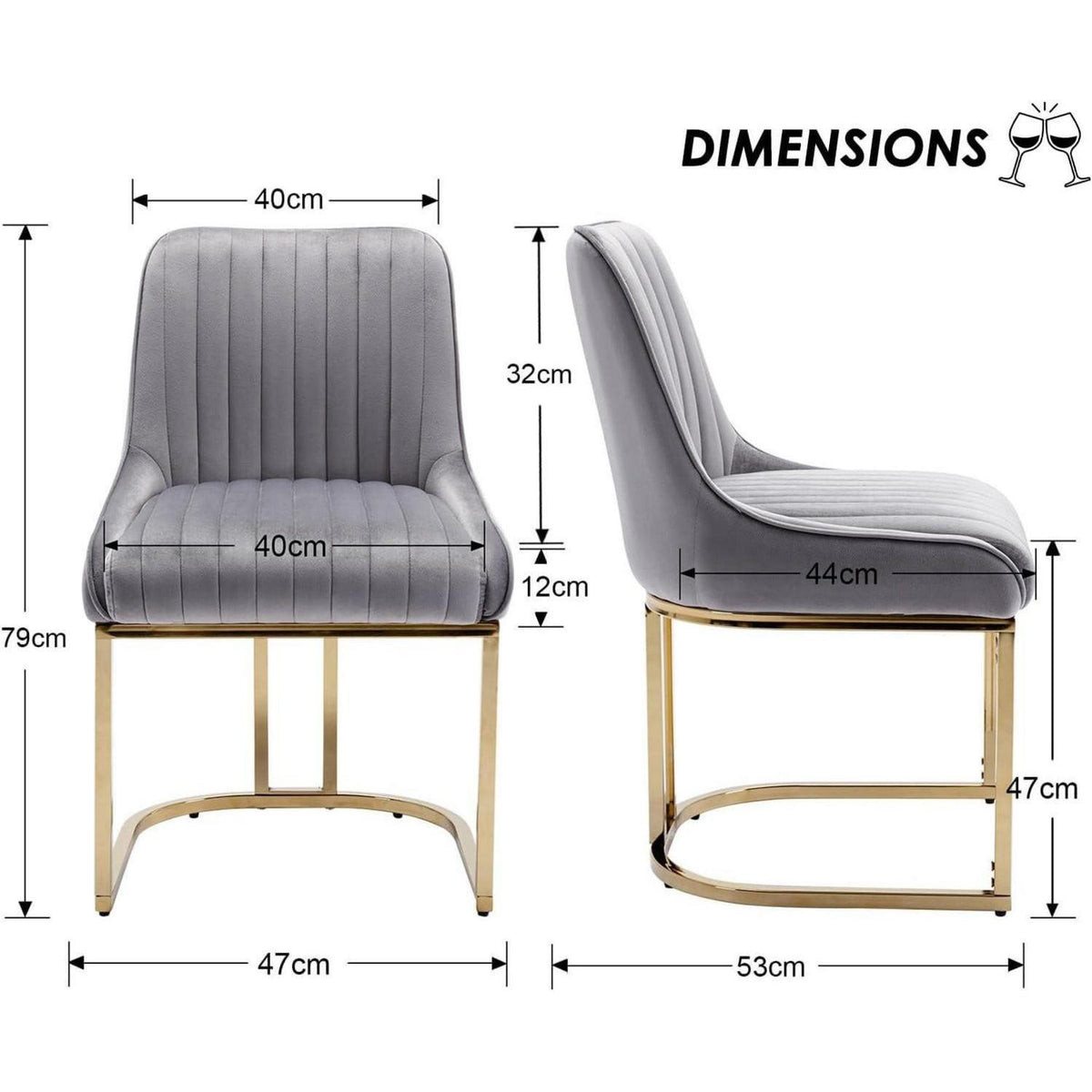 Esszimmerstühle 2er Set Samt Grau – Modern & Komfortabel