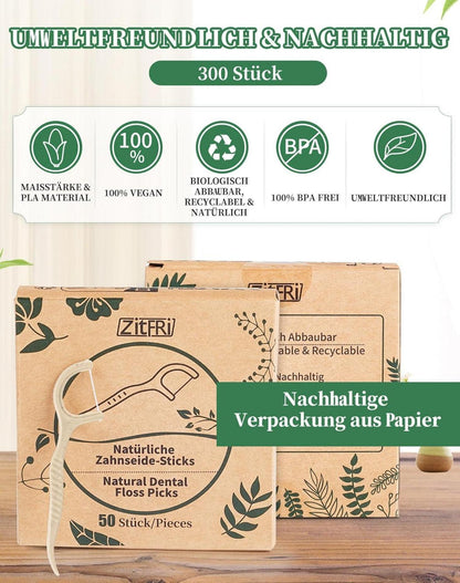 300er Pack Zahnseide Sticks Nachhaltige Dental Floss Vegan Natur Zahnreinigung