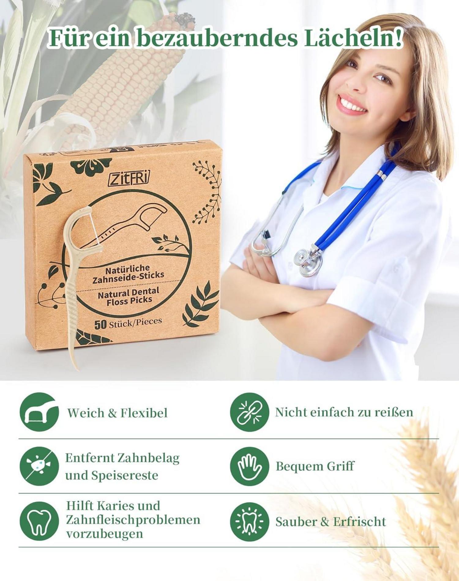 300er Nachhaltige Zahnseide Sticks Zahnreinigung Natur Vegan