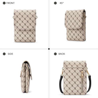 Kleine Handytasche PU Leder Umhängetasche Damen Beige