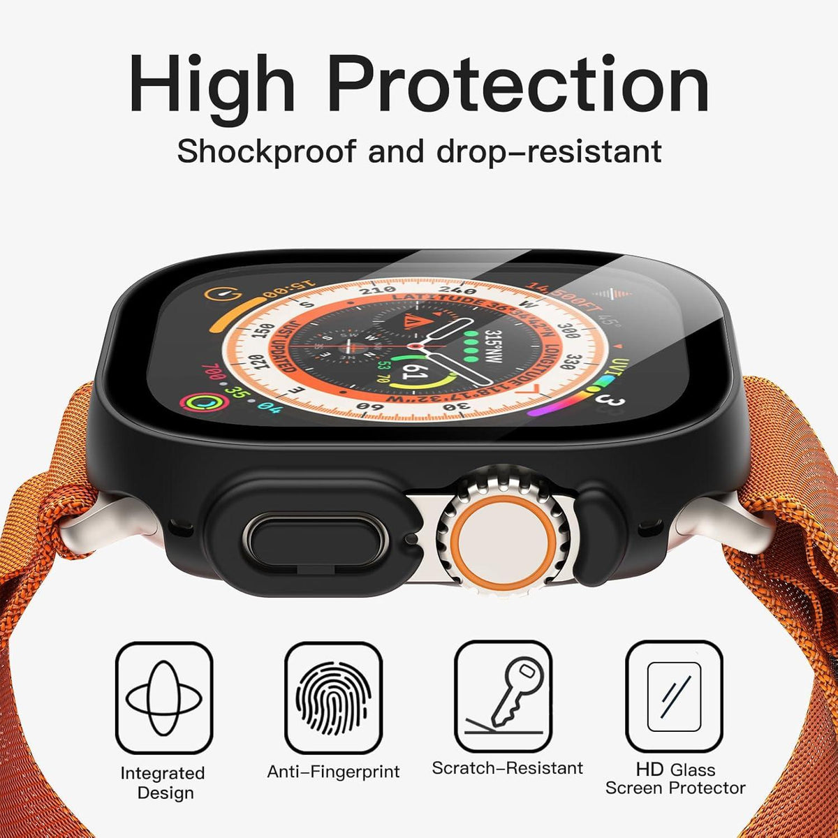 Displayschutz Hülle Apple Watch Ultra 2/1 49mm Schwarz 2 Stück