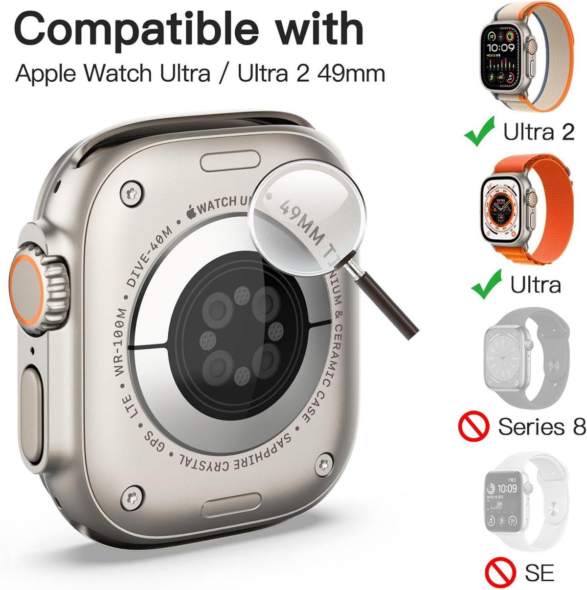 Displayschutz Hülle Apple Watch 2/1 49mm Glasfolie 2