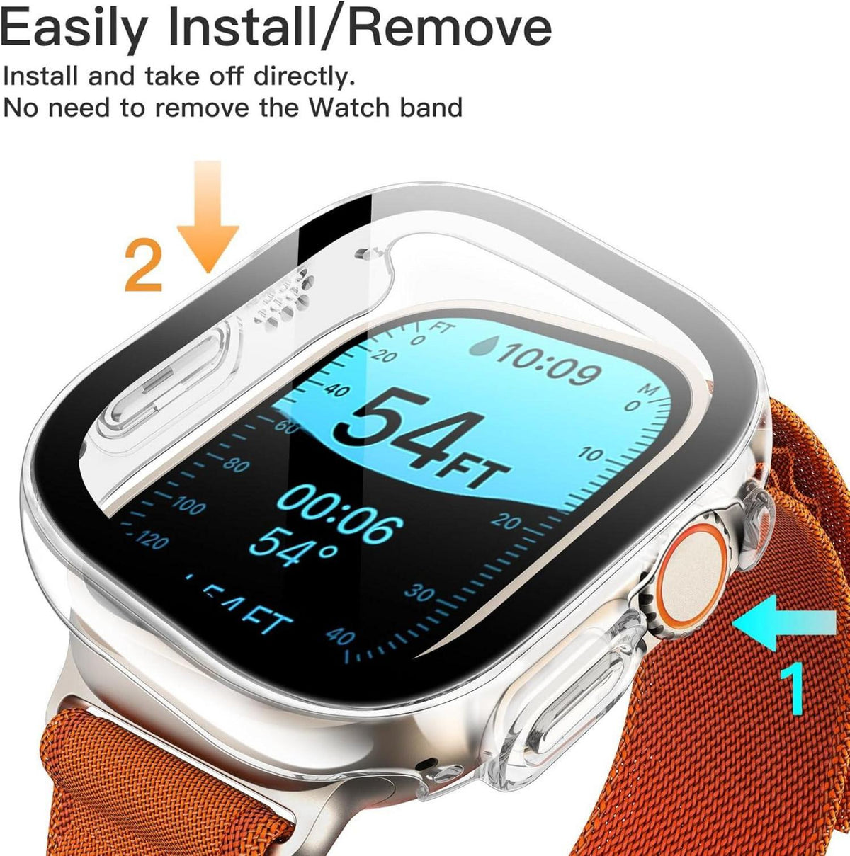Displayschutz Hülle Apple Watch Ultra 2/1 49mm 2 StückSchutzhülle Gehärtetes Glas Hoch Empfindlichkeit