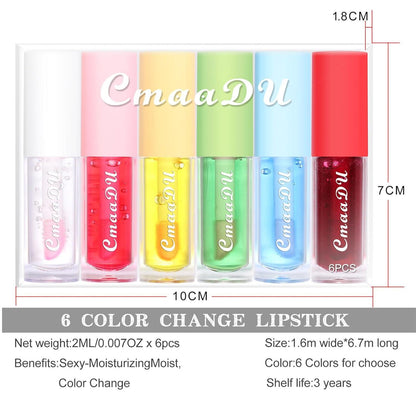 6er Set Glossy Lip Gloss, Fruity Moisturizing Lip Oil Sheer Glossy