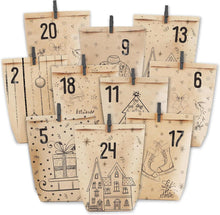 Adventskalender zum Befüllen Kraftpapiertüten für Weihnachten