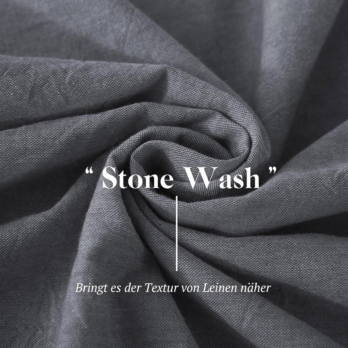 SOULFUL Bettwäsche 135x200 Baumwolle Dunkelgrau2 Stone Washed-Look