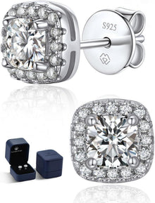 Moissanite Halo Ohrringe 1,16 Karat Ohrstecker 925 Silber Brillant