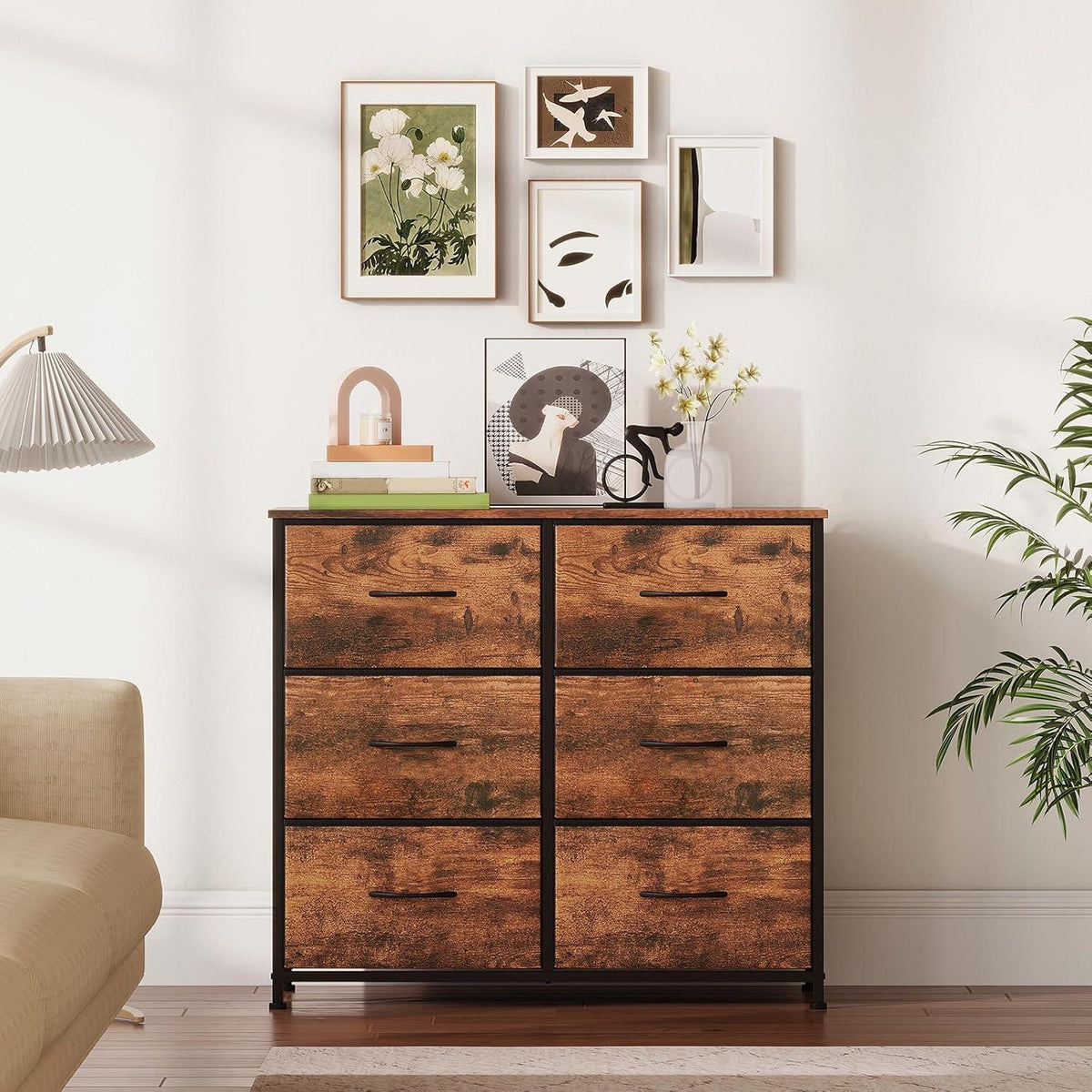 Kommode mit 6 Stoffschubladen – Schlafzimmer Organizer
