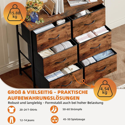 Kommode mit 6 Stoffschubladen – Schlafzimmer Organizer