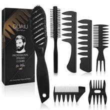 Haarbürsten-Set für Männer, 7-teilig, Hairstyling-Tools