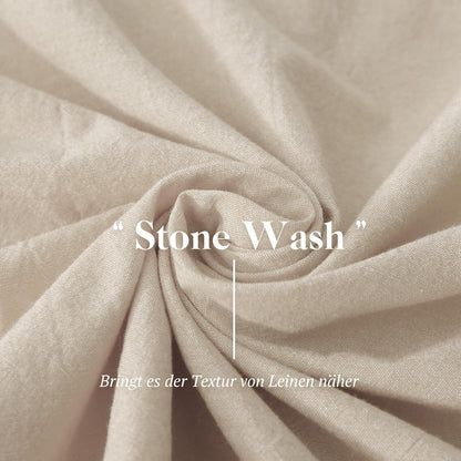 Bettwäsche 135x200 Baumwolle Kamel Beige Stone Washed