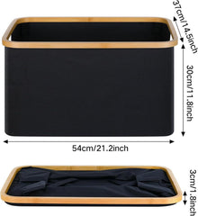 Faltbarer Bambus Wäschekorb 60L Aufbewahrung Laundry Basket