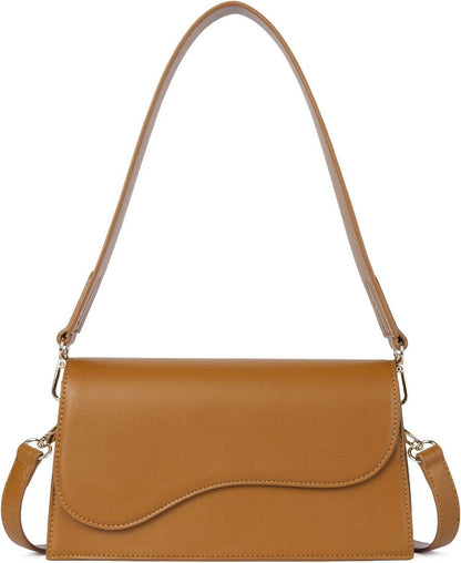 Damen Schultertasche PU Leder Umhängetasche Crossbody Bag 2-braun
