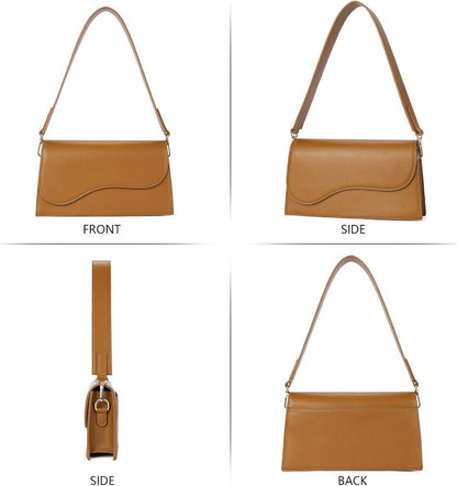 Damen Schultertasche PU Leder Umhängetasche Crossbody Bag 2-braun