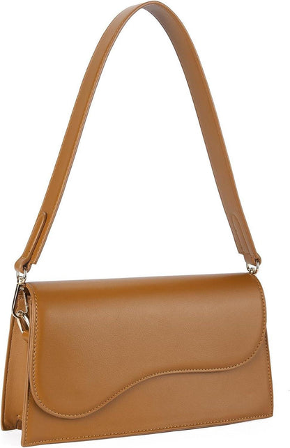 Damen Schultertasche PU Leder Umhängetasche Crossbody Bag klein braun