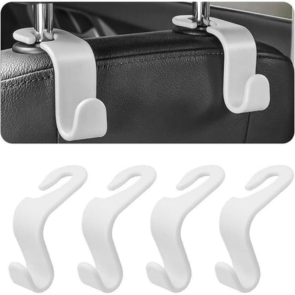 Auto-Kopfstützenhaken 4er-Set, Weiß, für Taschen & mehr