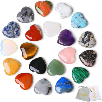 20 Stück Natürliche Edelstein Herz Kristalle Set Meditation