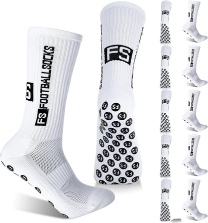 6er Pack Weiße Fußballsocken Anti-Rutsch Grip Größe 39-46 Sportsocken