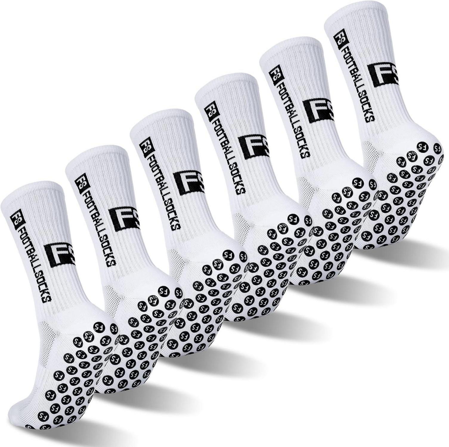 6 Paare weiße Fußballsocken Größe 39-46 Anti-Rutsch Sportsocken