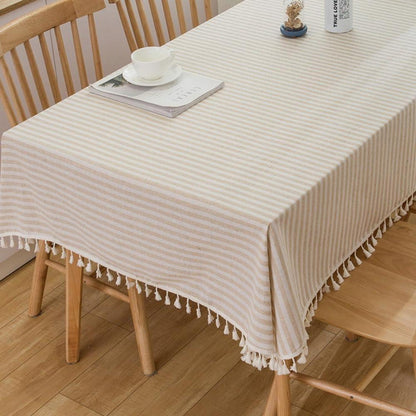 Leinenoptik Tischdecke abwaschbar – Beige, 140x180 cm
