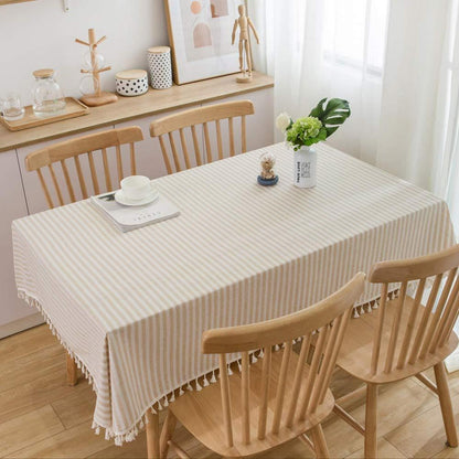 Leinenoptik Tischdecke abwaschbar – Beige, 140x180 cm