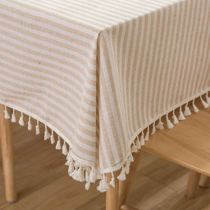 Leinenoptik Tischdecke abwaschbar – Beige, 140x180 cm