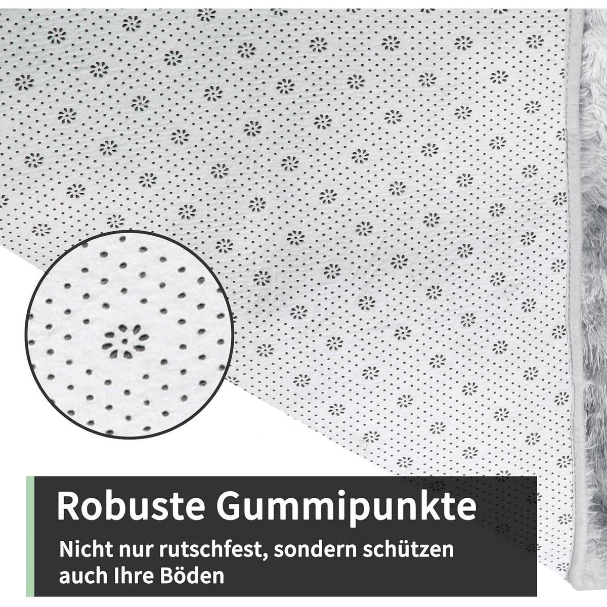 Hochflor Teppich Grau 160x230 – Waschbarer Shaggy Wohnzimmer Teppich