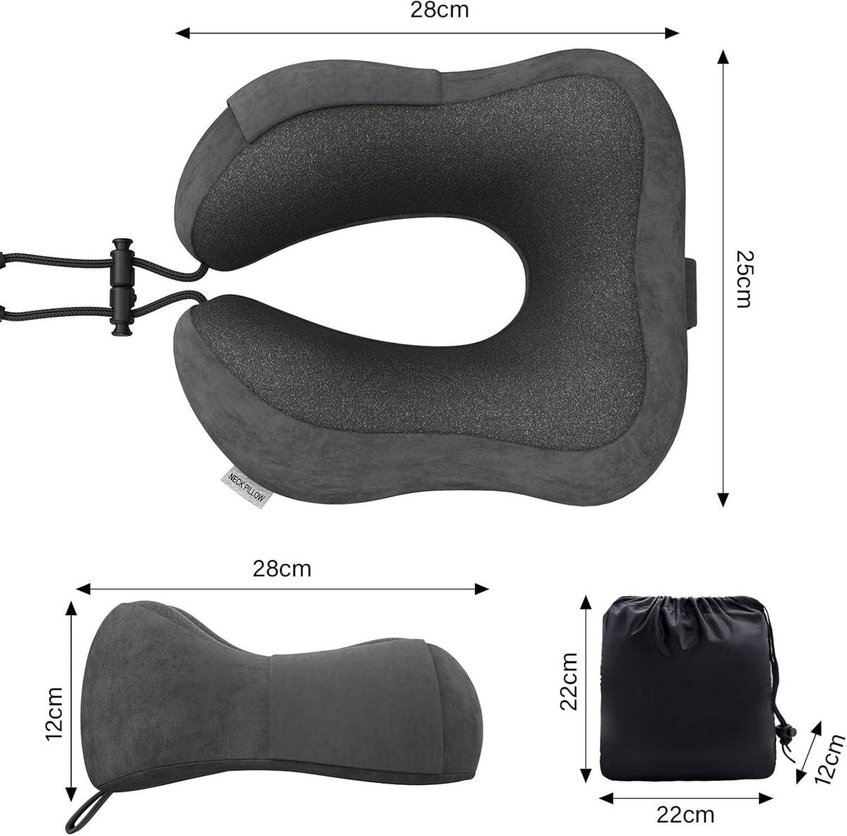 Reisekissen Memory Foam Nackenkissen für Flugzeug Auto Camping