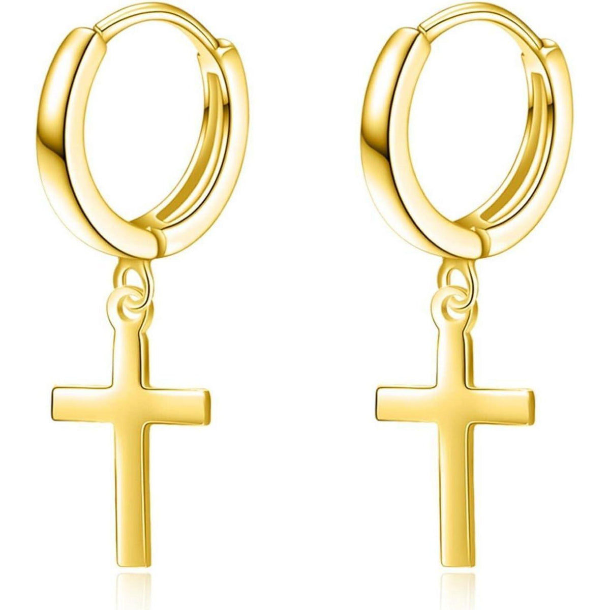 Creolen aus Sterling Silber mit Kreuz-Anhänger für Damen & Herren