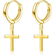 Creolen aus Sterling Silber mit Kreuz-Anhänger für Damen & Herren