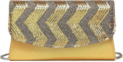 Party Pailletten Clutch Damen Kettentasche Schultertasche