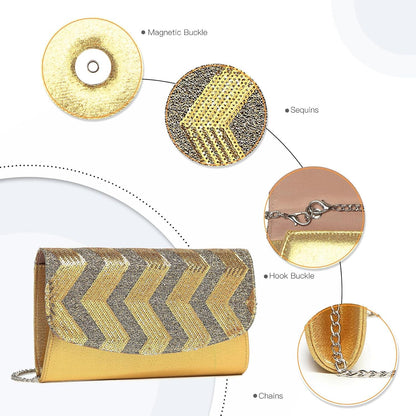Party Pailletten Clutch Damen Kettentasche Schultertasche