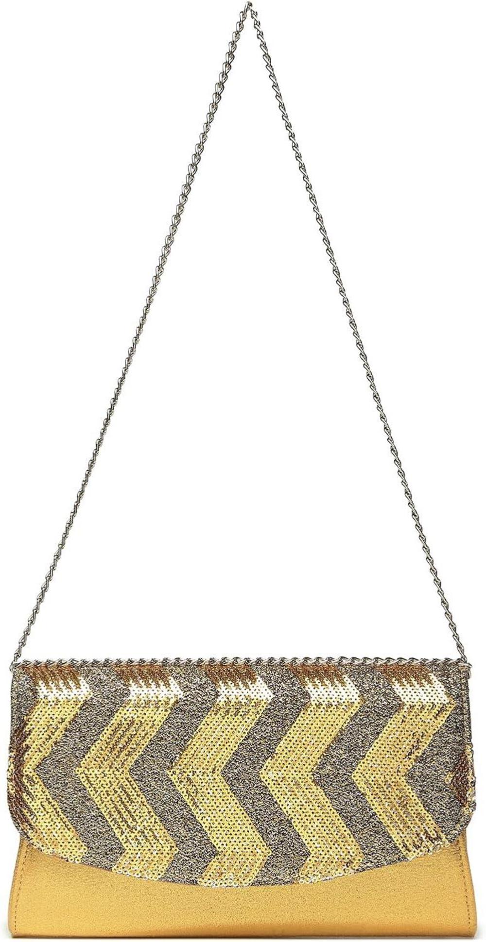 Miss Lulu Damen Clutch mit Pailletten - Vielseitige Kettentasche