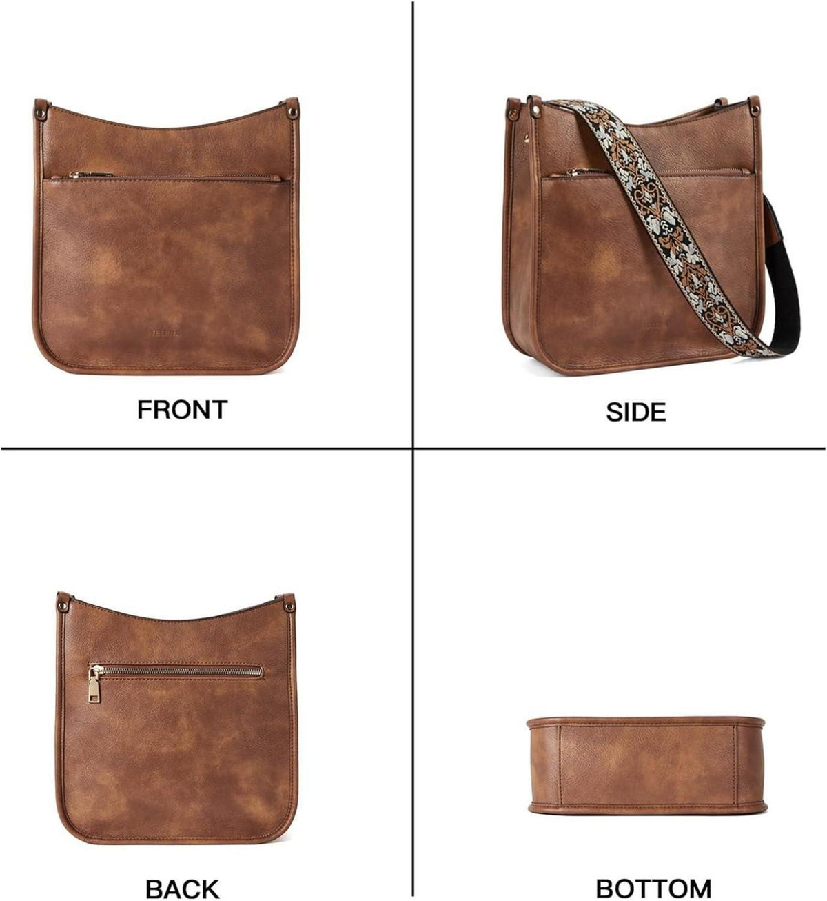 Damen Schultertasche PU Leder Umhängetasche Crossbody Bag Vintage