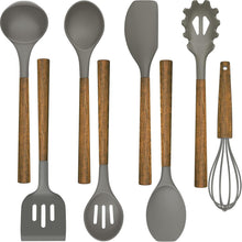 8-teiliges Silikon Küchenhelfer Set mit Holzgriff, Antihaft