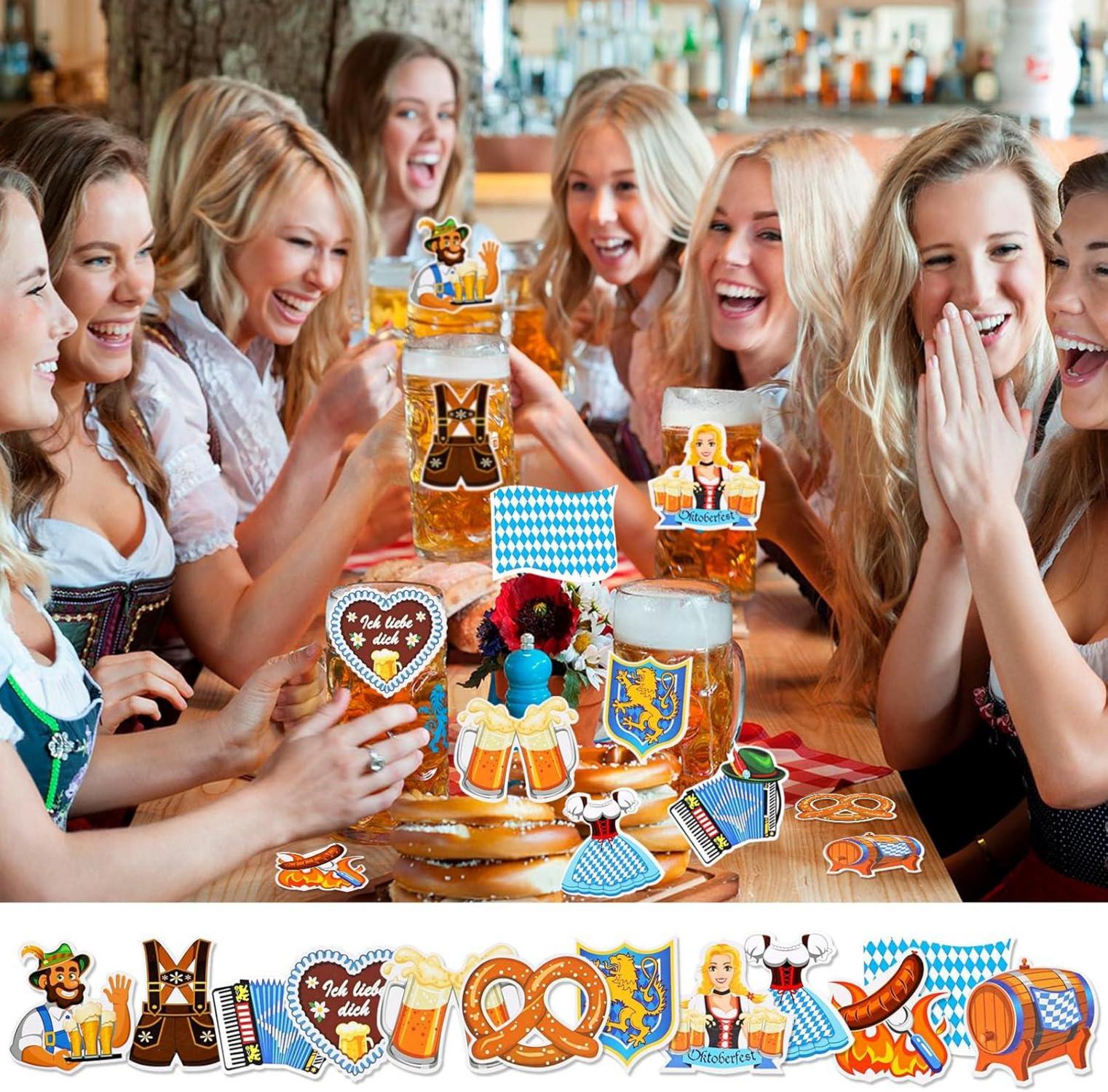 36 Stück Oktoberfest Konfetti Dirndl Lederhose Bier Brezel Papier