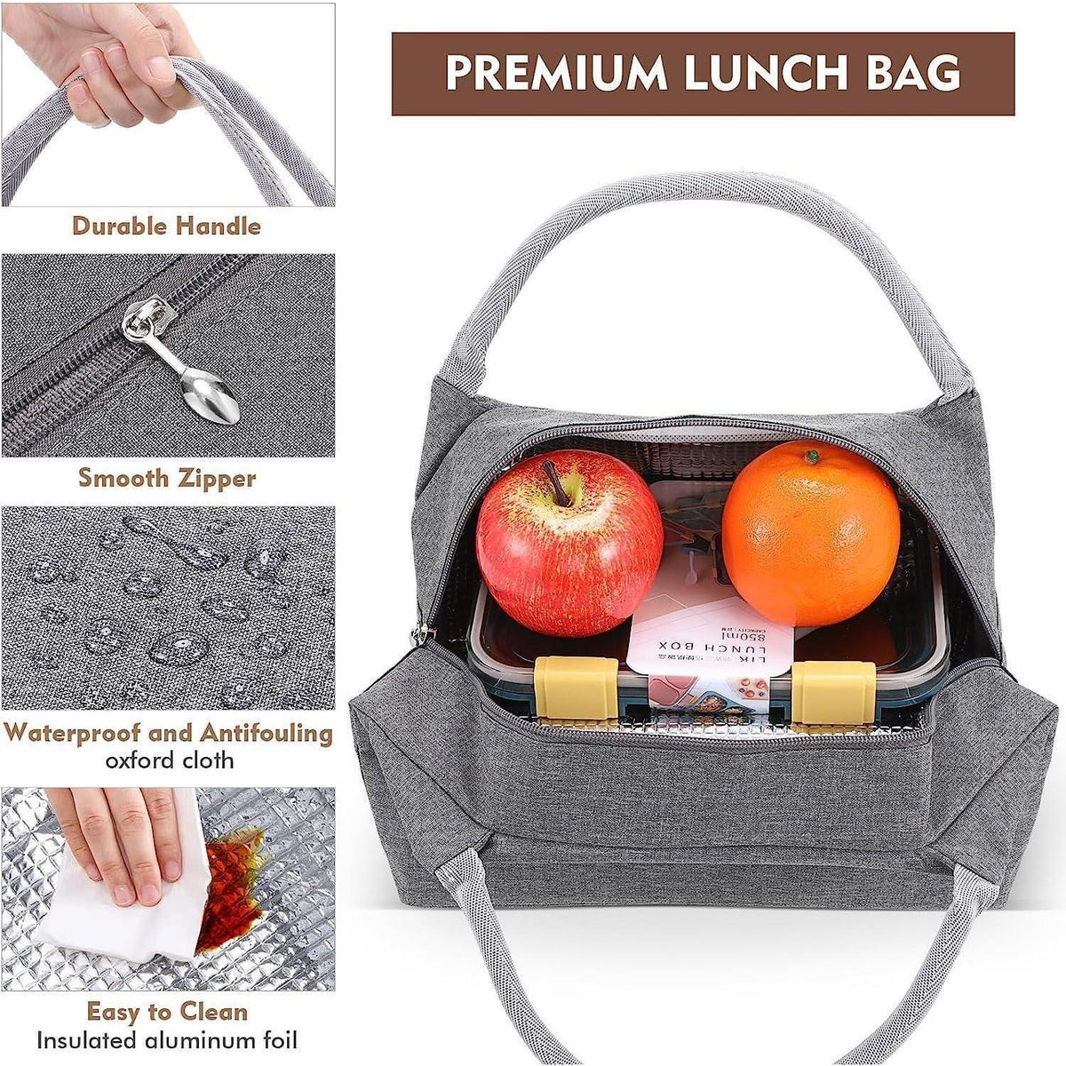 Isolierte Kühltasche für Lunch & Picknick – 8L, Grau