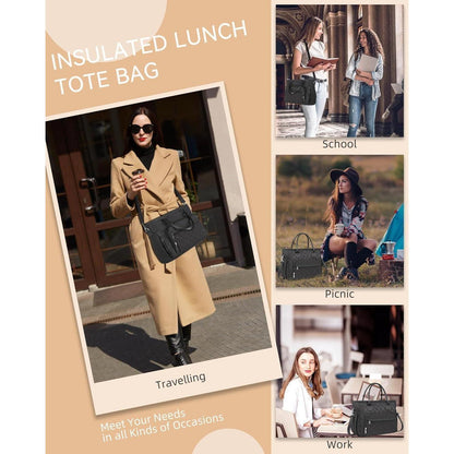 Isolierte Lunchtasche für Damen mit Schulterriemen & Flaschenhalter