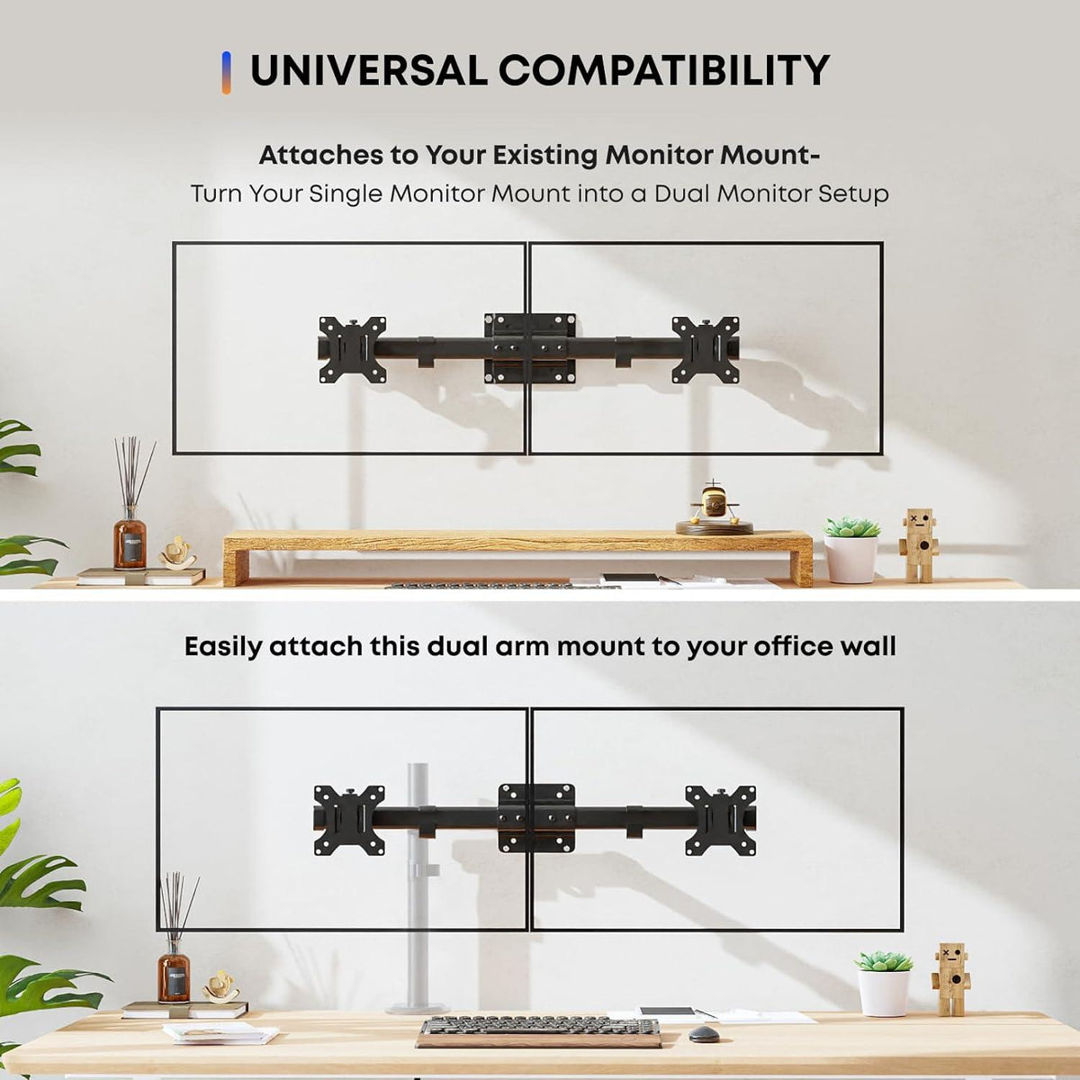 Dual Monitorhalterung Adapter für 13-27 Zoll Monitore, VESA
