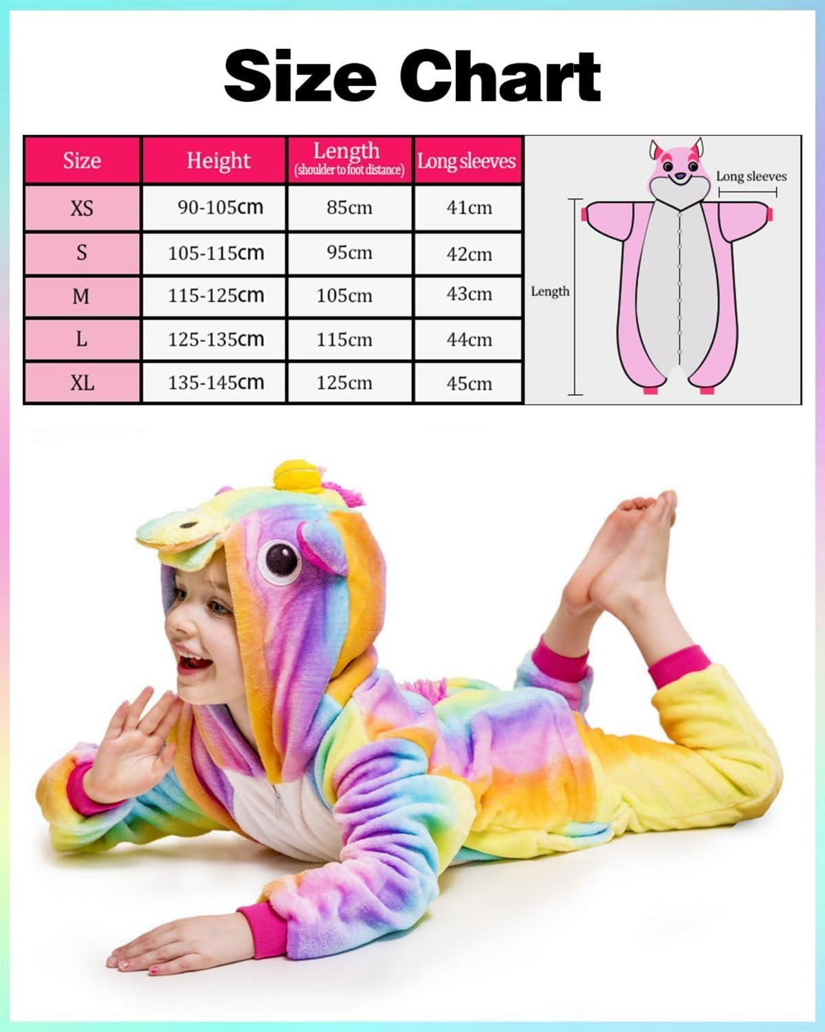 Einhorn Pyjama Kinder Mädchen Onesies Cosplay Hoodie