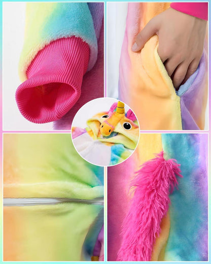 Einhorn Pyjama Kinder Mädchen Einhorn-Cosplay Hoodie Nachtwäsche