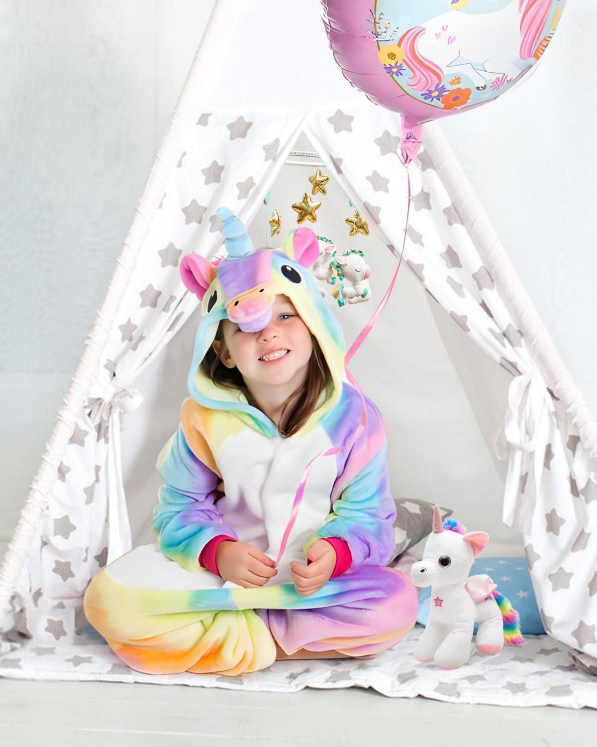 Einhorn Kostüm Mädchen Kinder Onesies Pyjama Kapuze Karneval
