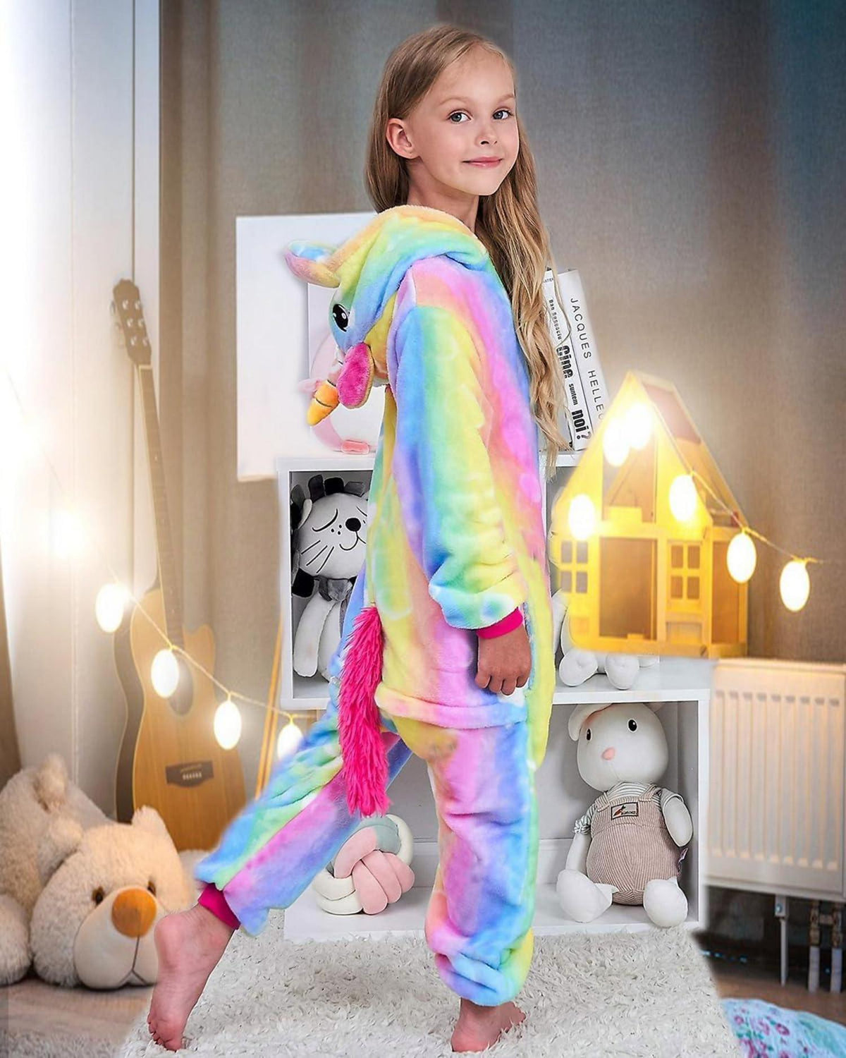 Einhorn Kostüm Mädchen Kinder Onesies Pyjama Kapuze Karneval
